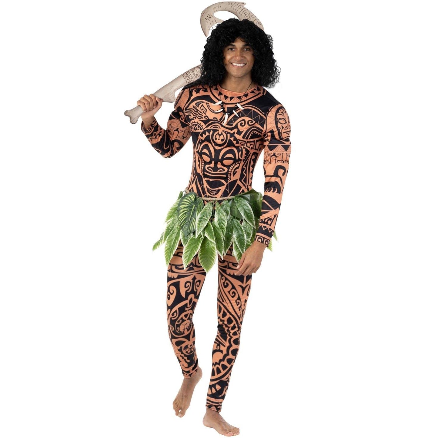 Polynesian Costume Adult Men - Hawaiian Fancy Dress - Leaf Costume
