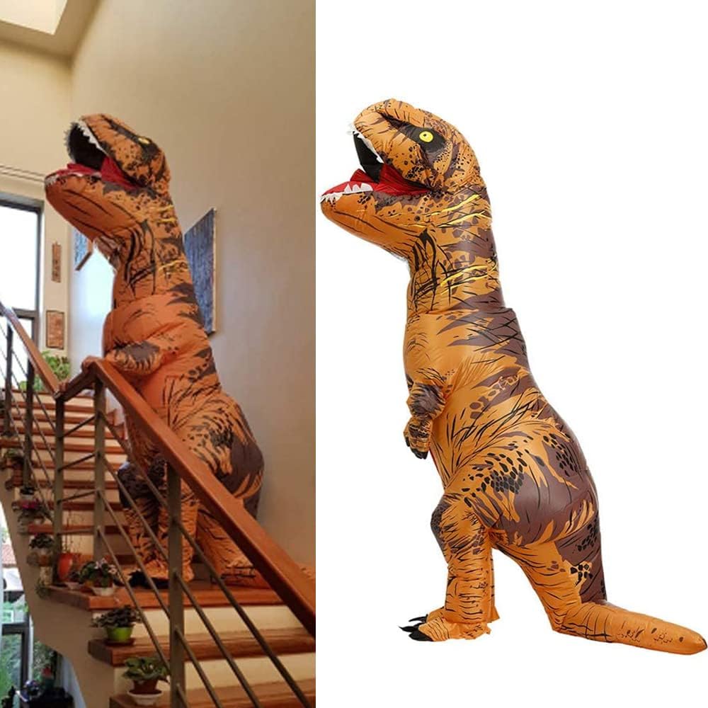 Indimization Inflatable Dinosaur Costume Adult Blow up T-rex Costumes Inflatable Dino Suit Halloween Costumes Party Fancy Dress for Adult