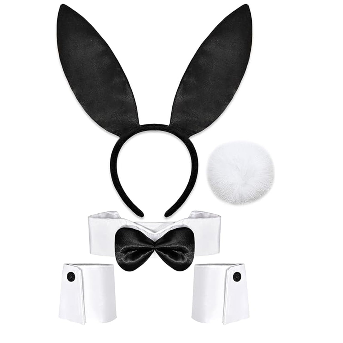 Bunny Costume 5-Piece Set with Bunny Ears - Collar & Bow Tie