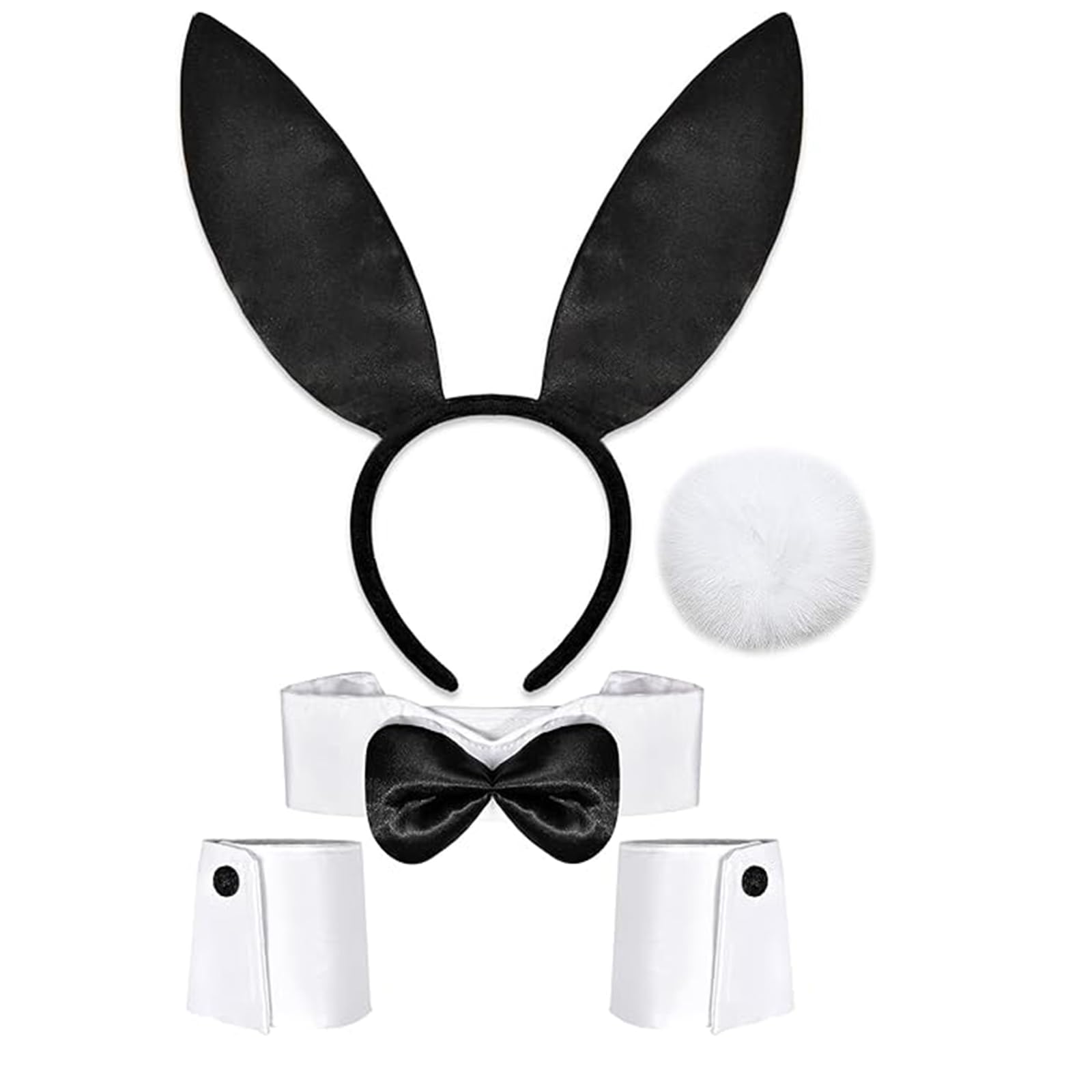 Bunny Costume 5-Piece Set with Bunny Ears - Collar & Bow Tie