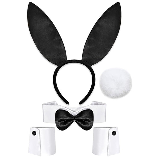 Bunny Costume 5-Piece Set with Bunny Ears - Collar & Bow Tie