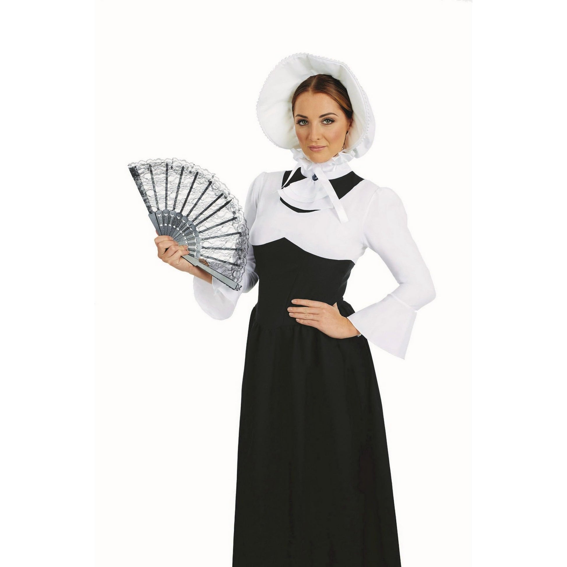 Womens Victorian Lady Costume Adults Black & White Historical Dress (image 6)