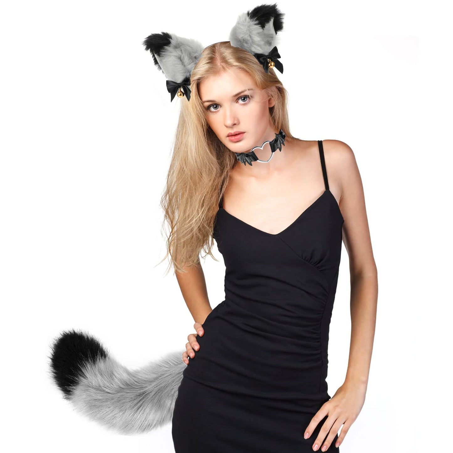 Cat Cosplay Costume Set Cat Ears and Animal Tail Kit - Faux Fur (image 6)