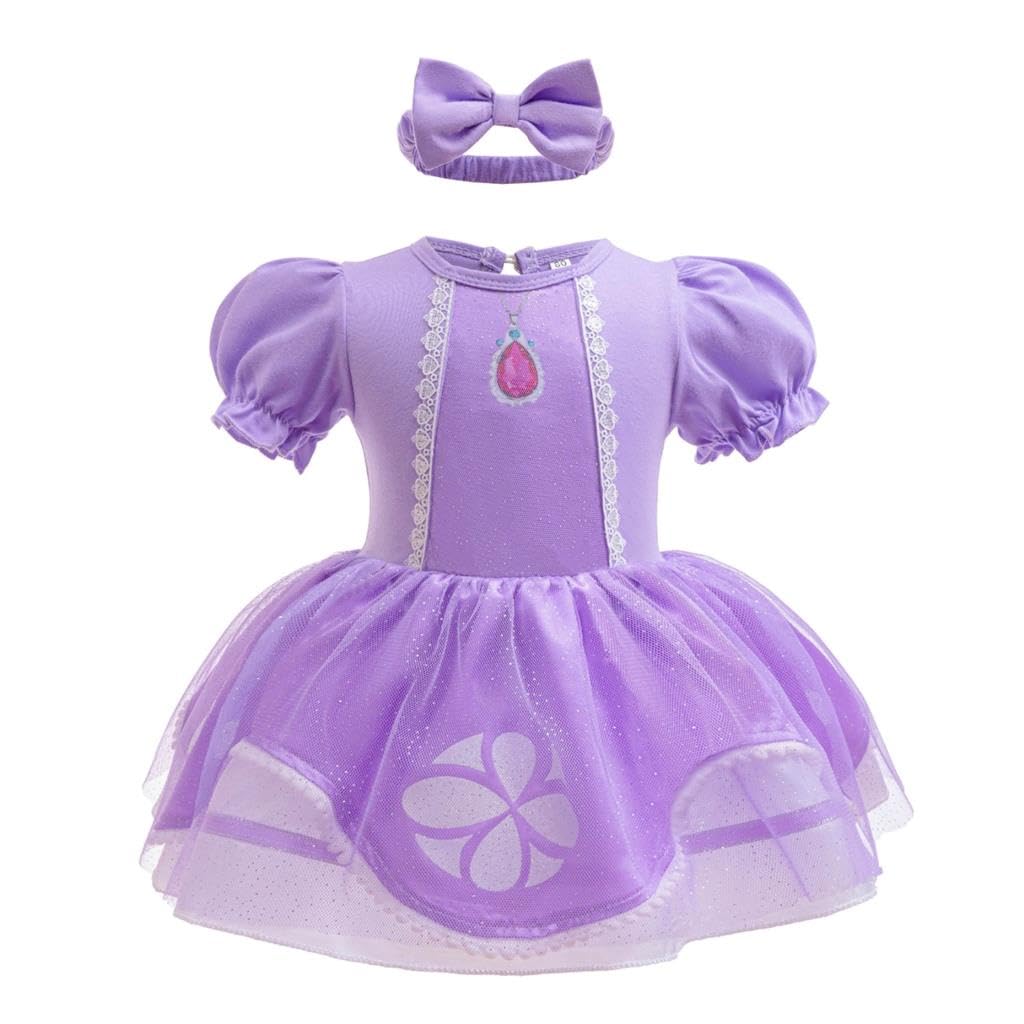 Lito Angels Baby Girls Princess Royal Princess the First Fancy Dress Up Costume Infant Onesie Bodysuit Romper Birthday Outfit with Headband Age 12-18 Months