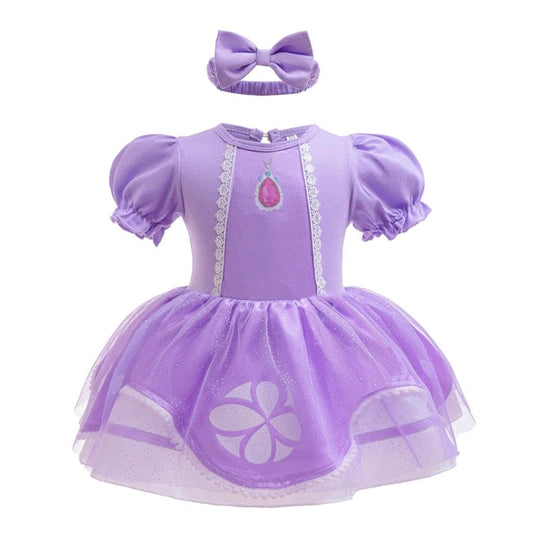 Lito Angels Baby Girls Princess Royal Princess the First Fancy Dress Up Costume Infant Onesie Bodysuit Romper Birthday Outfit with Headband Age 12-18 Months