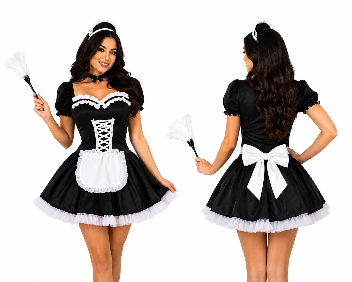 Plus Maid Outfits for Women Sexy Maid Costume Halloween Fancy Dress (image 7)