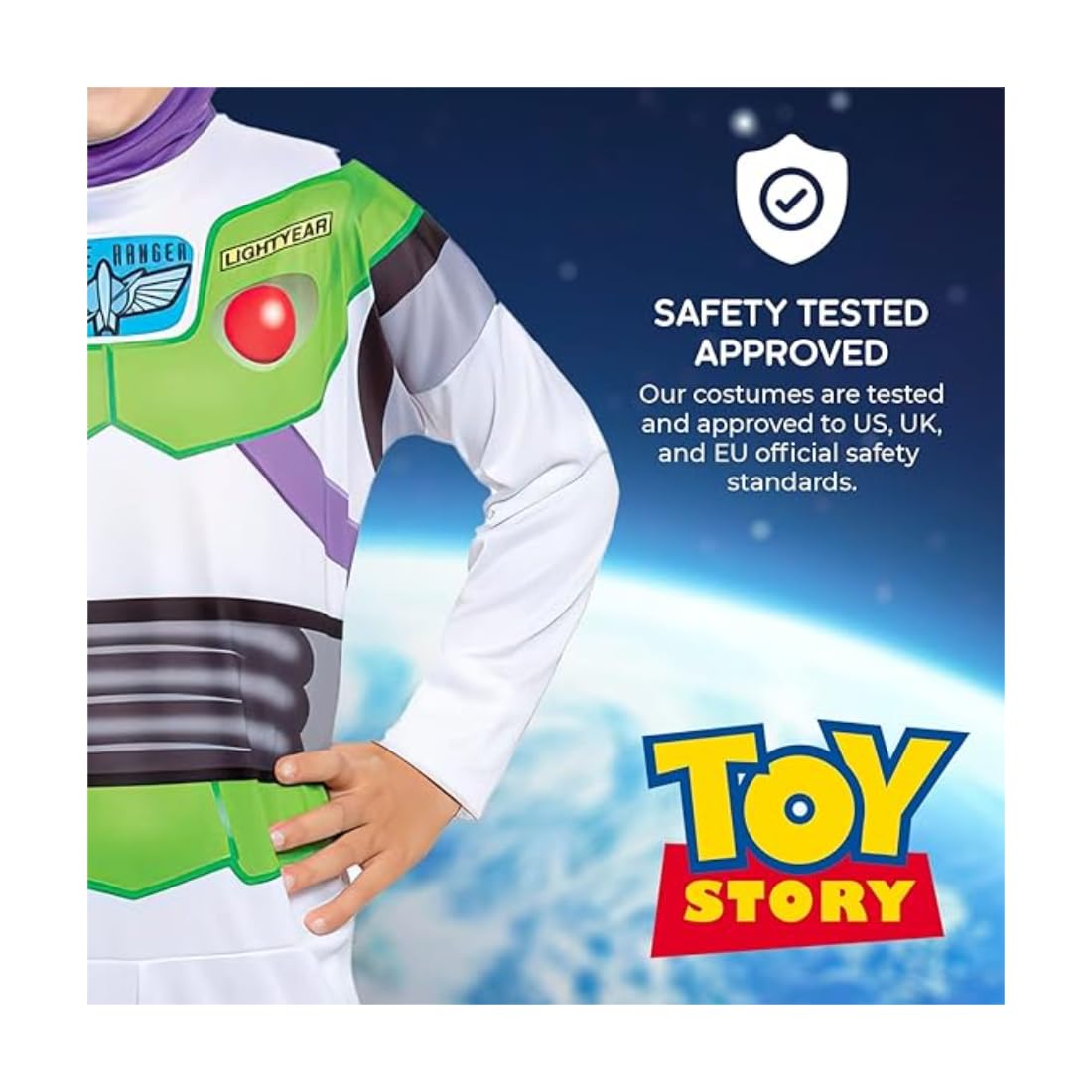 Disguise Toy Story Buzz Lightyear Costume for Kids, Official Disney Licensed Product, Printed Details, Soft Comfortable Material, with Fabric Hood, For 4-6 Years