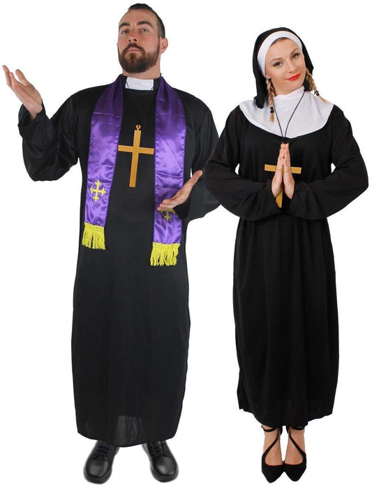 Nun and priest couple costume for adults