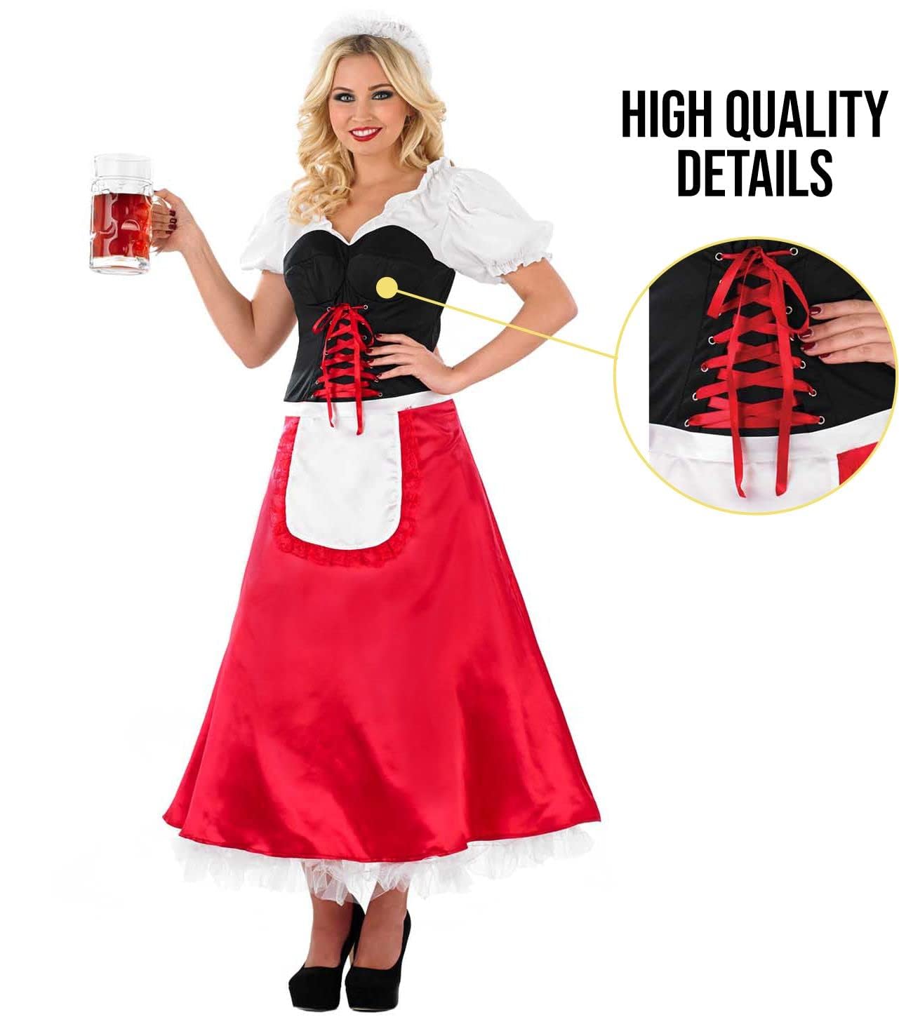 Fun Shack Bavarian Dirndl Costume For Women, Ladies Oktoberfest Dress, German Fancy Dress, Beer Maid Outfit Adult Small