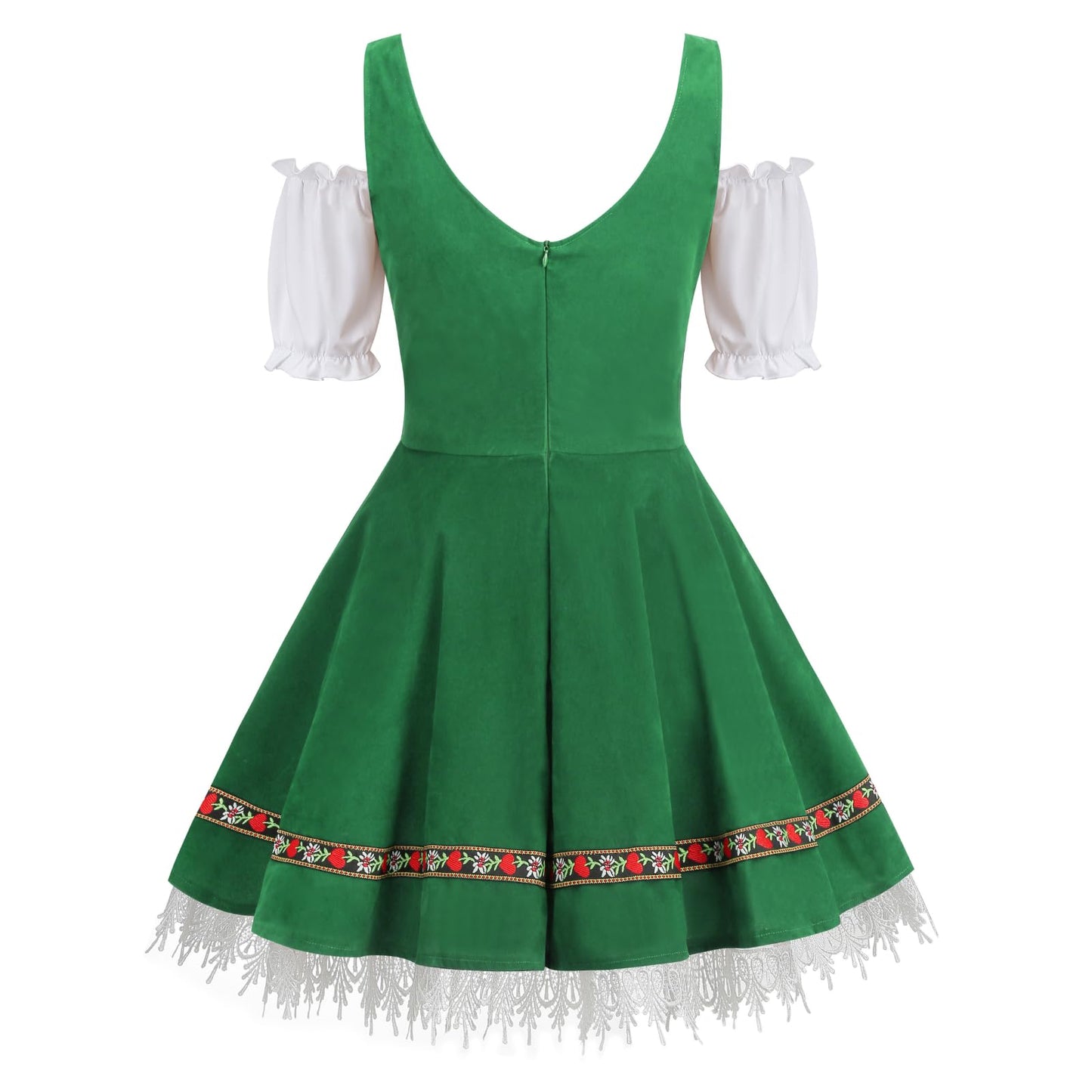 DELIVESS Womens Oktoberfest Costume German Bavarian Dirndl Dress For Halloween Carnival Outfit (Green, L)