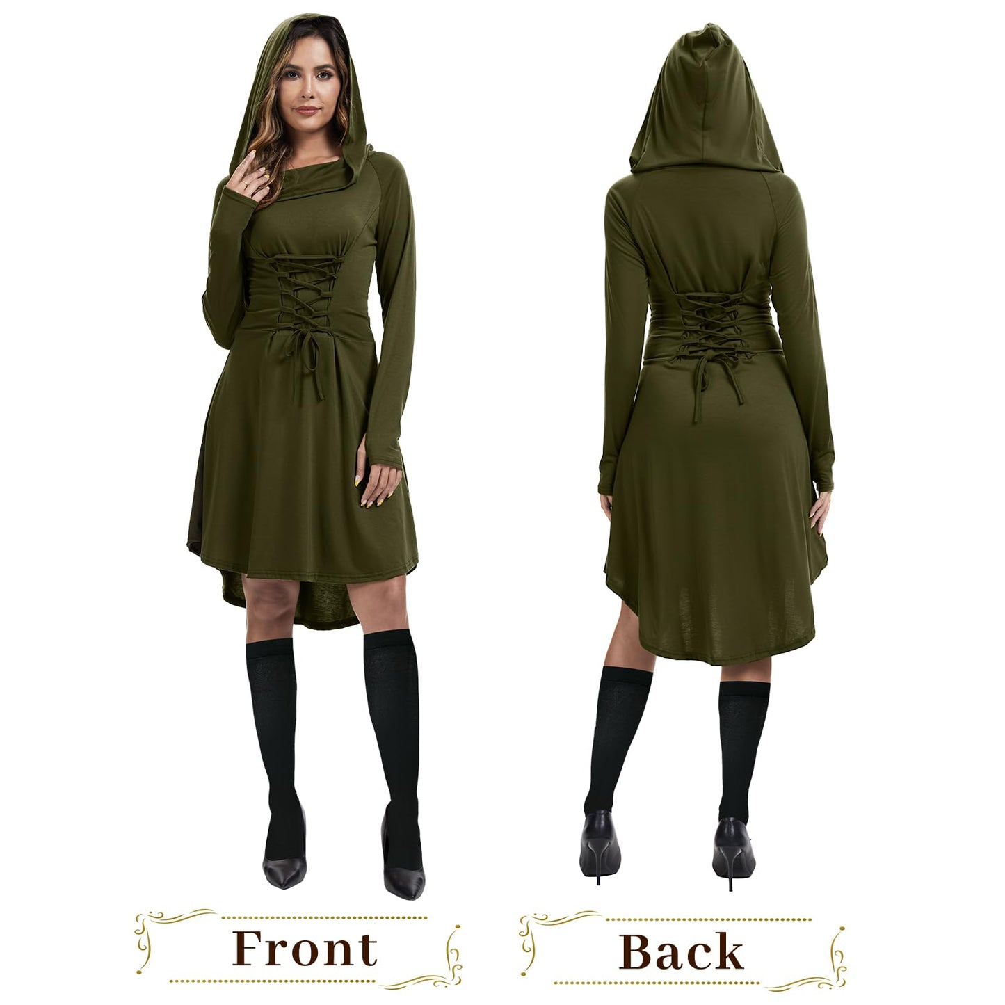 Women's Medieval Hooded Dress Renaissance Costume - Halloween (image 2)
