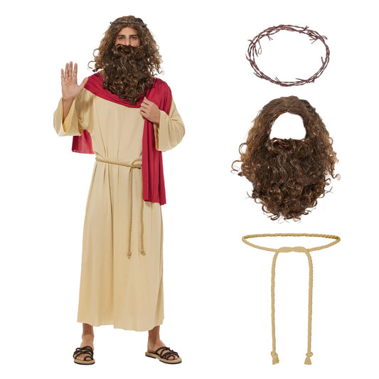 EraSpooky Adult Jesus Costume Men's Biblical Religious Saint Robe Halloween Party Role Play…