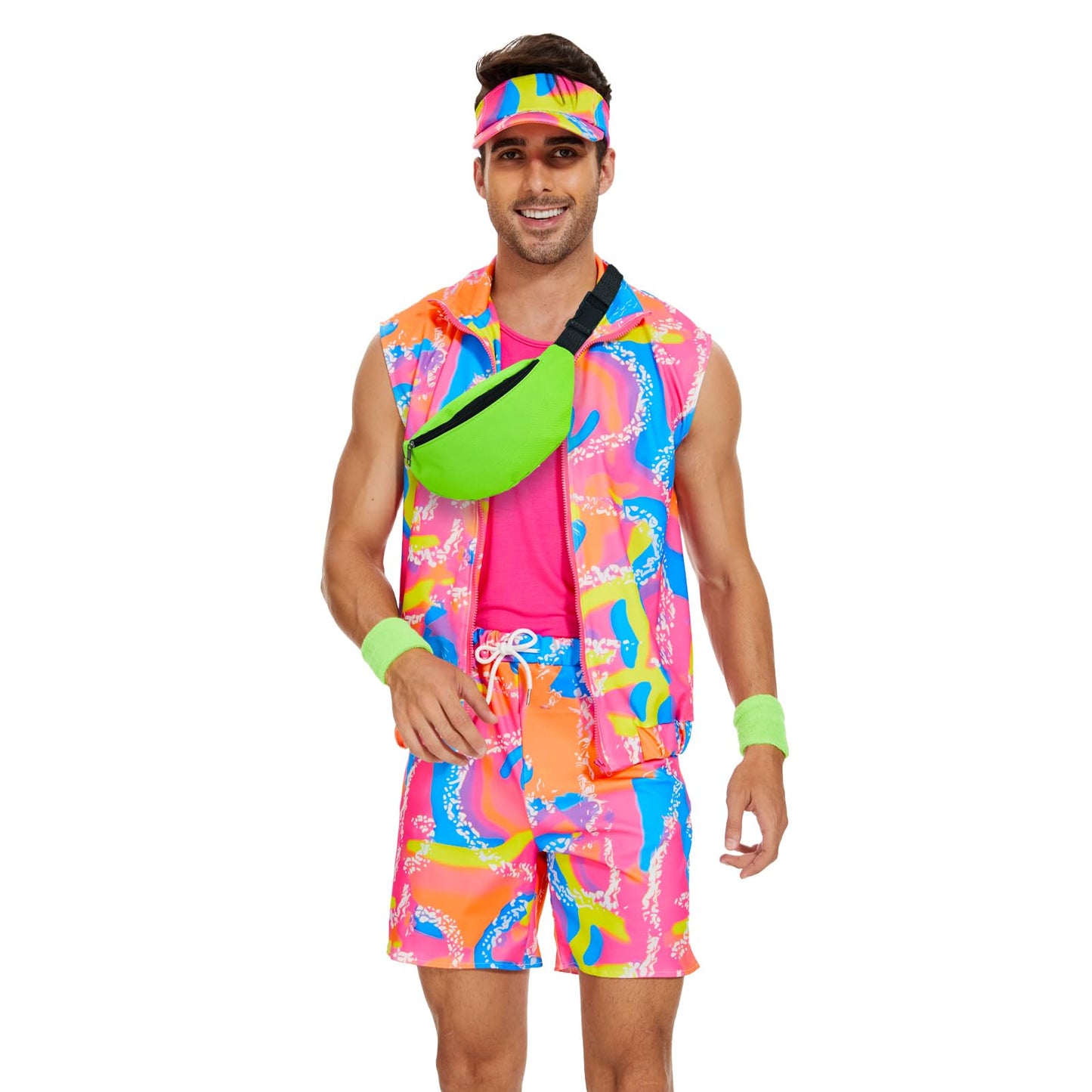 AJGEGJE 80s Workout Costume for Men, 80s 90s Workout Outfits Set, Halloween Cosplay Couples Outfits (M)