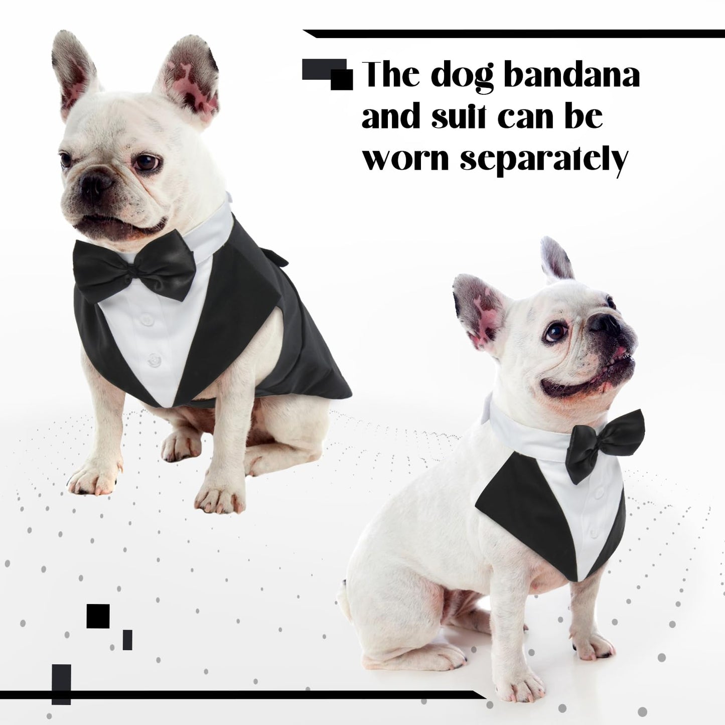 Black & White Dog Tuxedo Outfit - Wedding Suit with Bow for Dogs