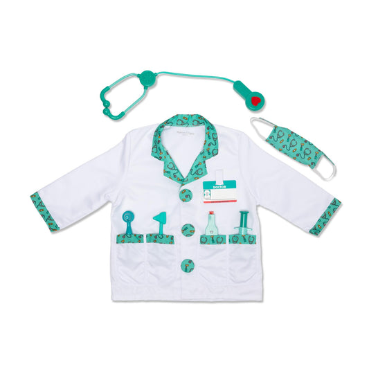 Melissa & Doug Doctor Costume | Role Play Clothes for Kids, with Coat & Stethoscope | Age 3-6