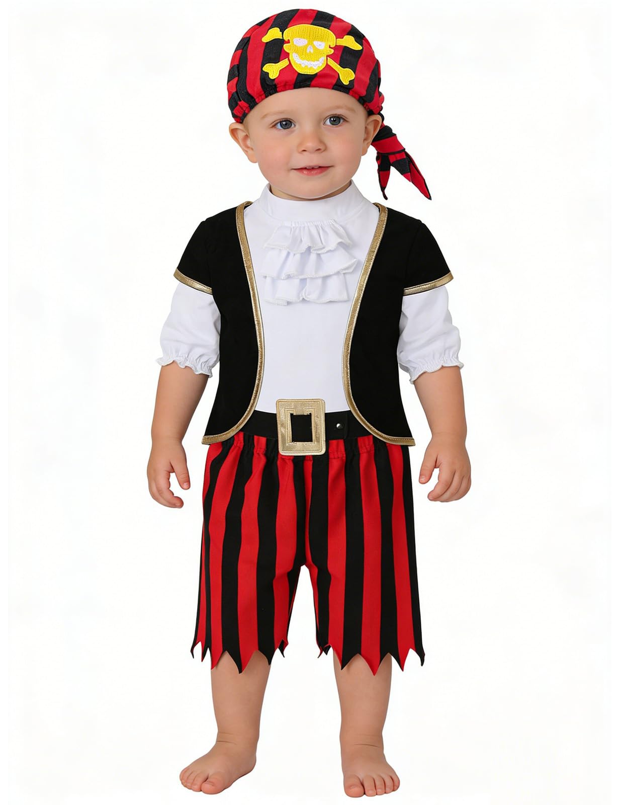 MOMBEBE COSLAND Baby Boys Pirate Outfit Carnival Fancy Dress Costume Clothes Set White 6-12 Months