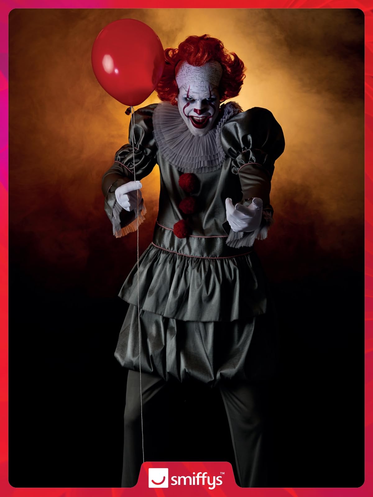 Smiffys IT Chapter Two Pennywise Wig for Adults, Latex Bald Head and Iconic Orange Wig, Officially Licensed, Ideal for Completing Matching Halloween Costume and Themed Fancy Dress