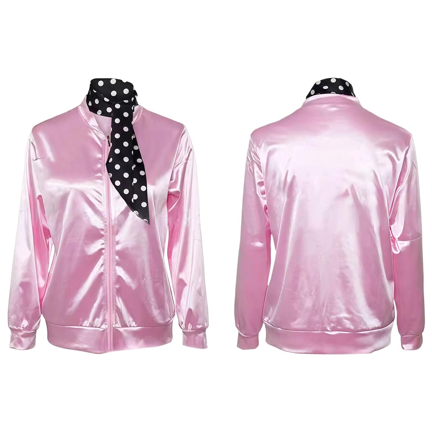 MUNSKT Pink Lady Jacket,Women Fancy Dress Costumes,1950S Costume Outfits,50s Pink Ladies Jacket with Accessories Halloween Cosplay Costume (L)