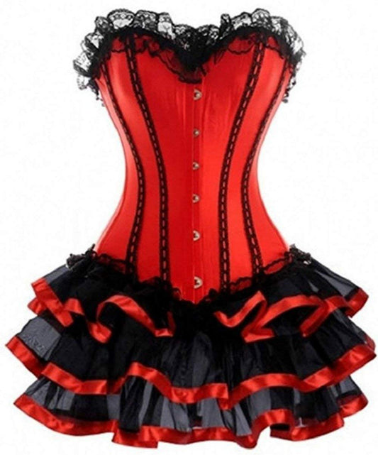 Women's Sexy Gothic Lace Up Boned Vintage Corset and Bustiers Dress