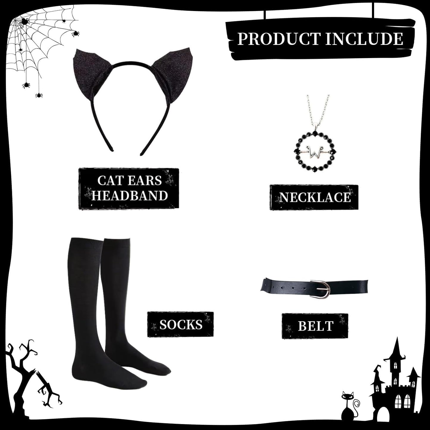 VIPten Dress for Kids Girls, Addams Family Cosplay Outfit Gothic Costumes for Halloween Birthday School Party (Black, 4-5 Years)