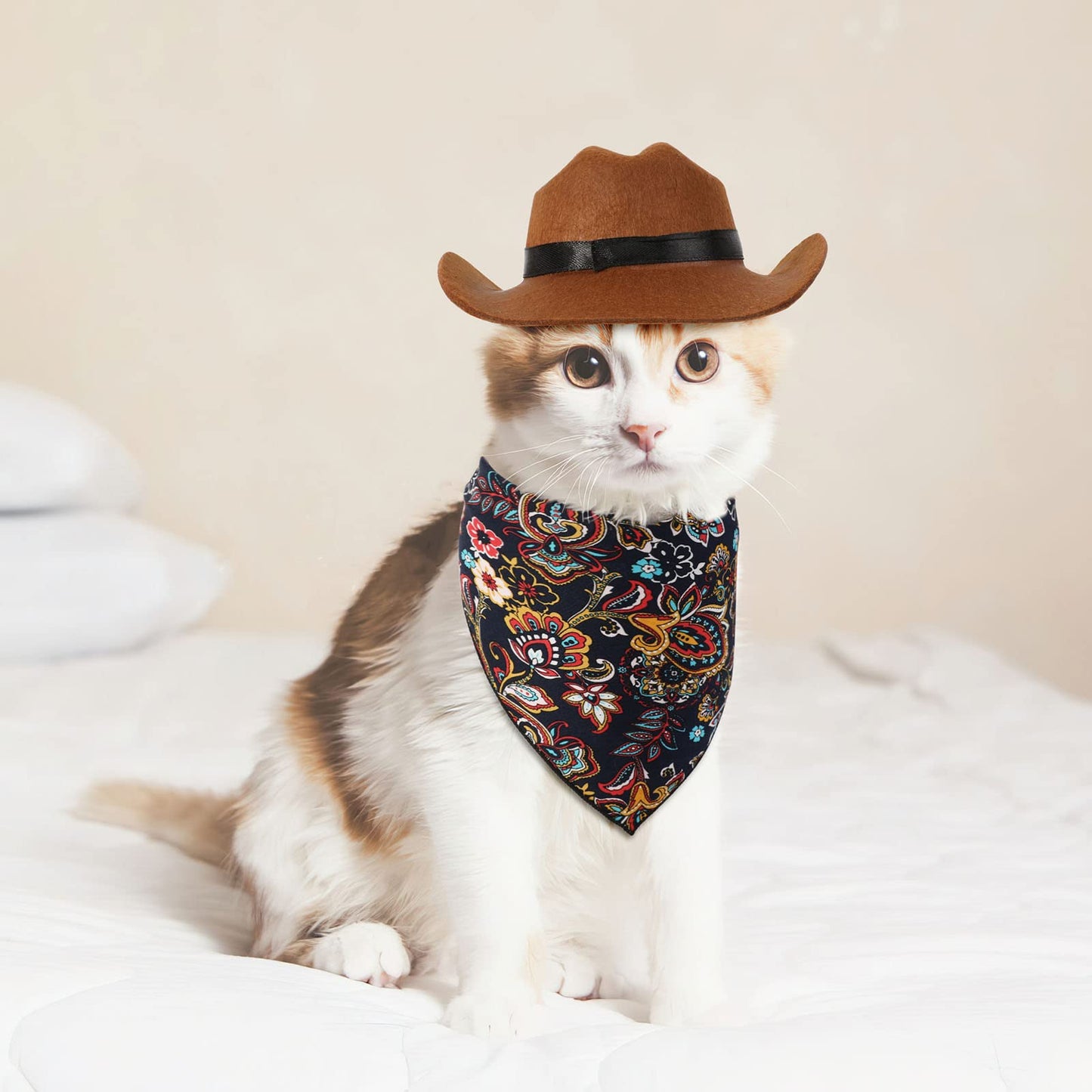 Dogs Cats Cowboy Costume Hats and Bandanas Scarf - Cowboy Caps