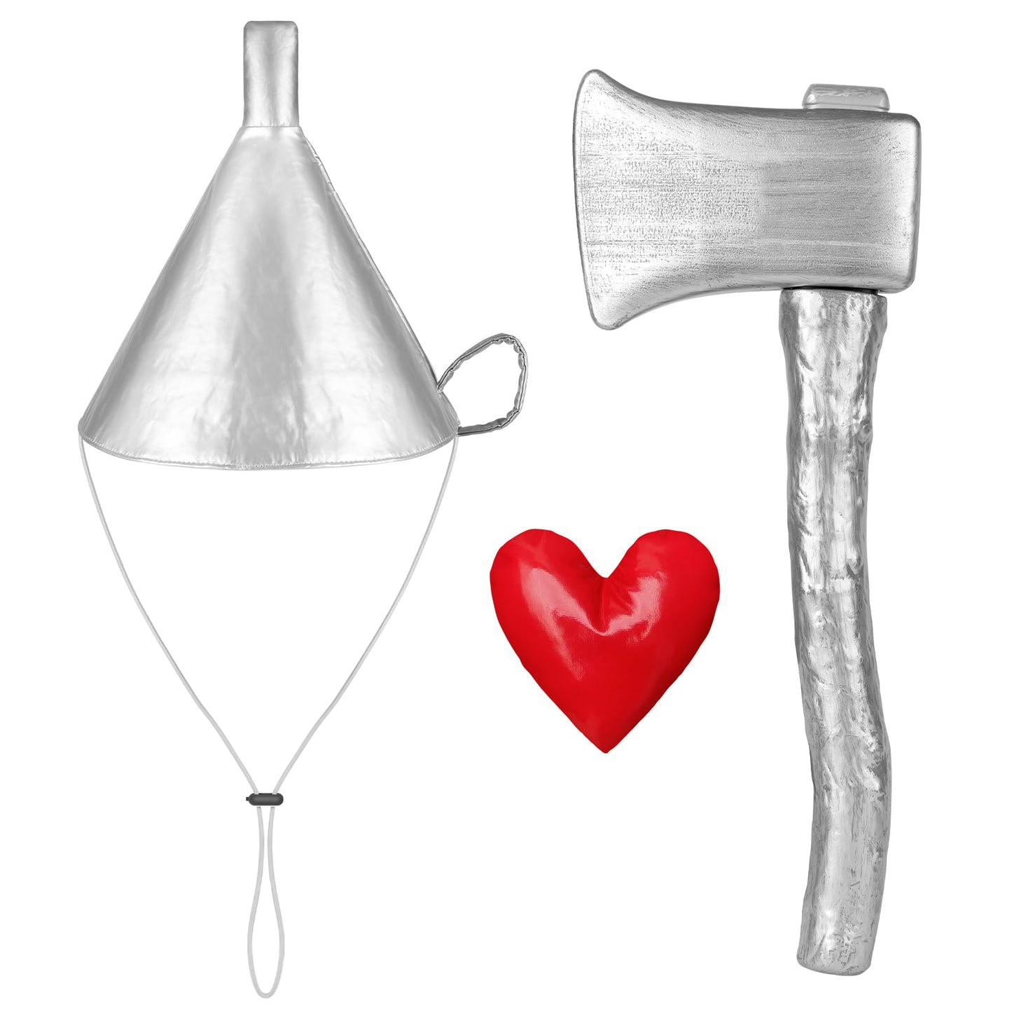 Spinosaurus 3 Pcs Tin Man Costume Accessories for Adult,Kids Plastic Axe Funnel Hat Heart Brooch Halloween Dress Up Costume Accessories Tin Man Outfits