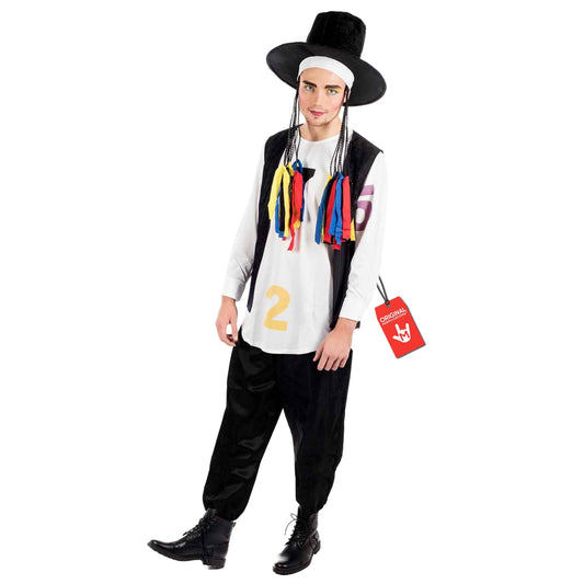 Fun Shack 1980s Pop Star Costume For Men, Black Waistcoat And Hat With Wig, Mens 80s Fancy Dress, Retro Singer Outfit Medium