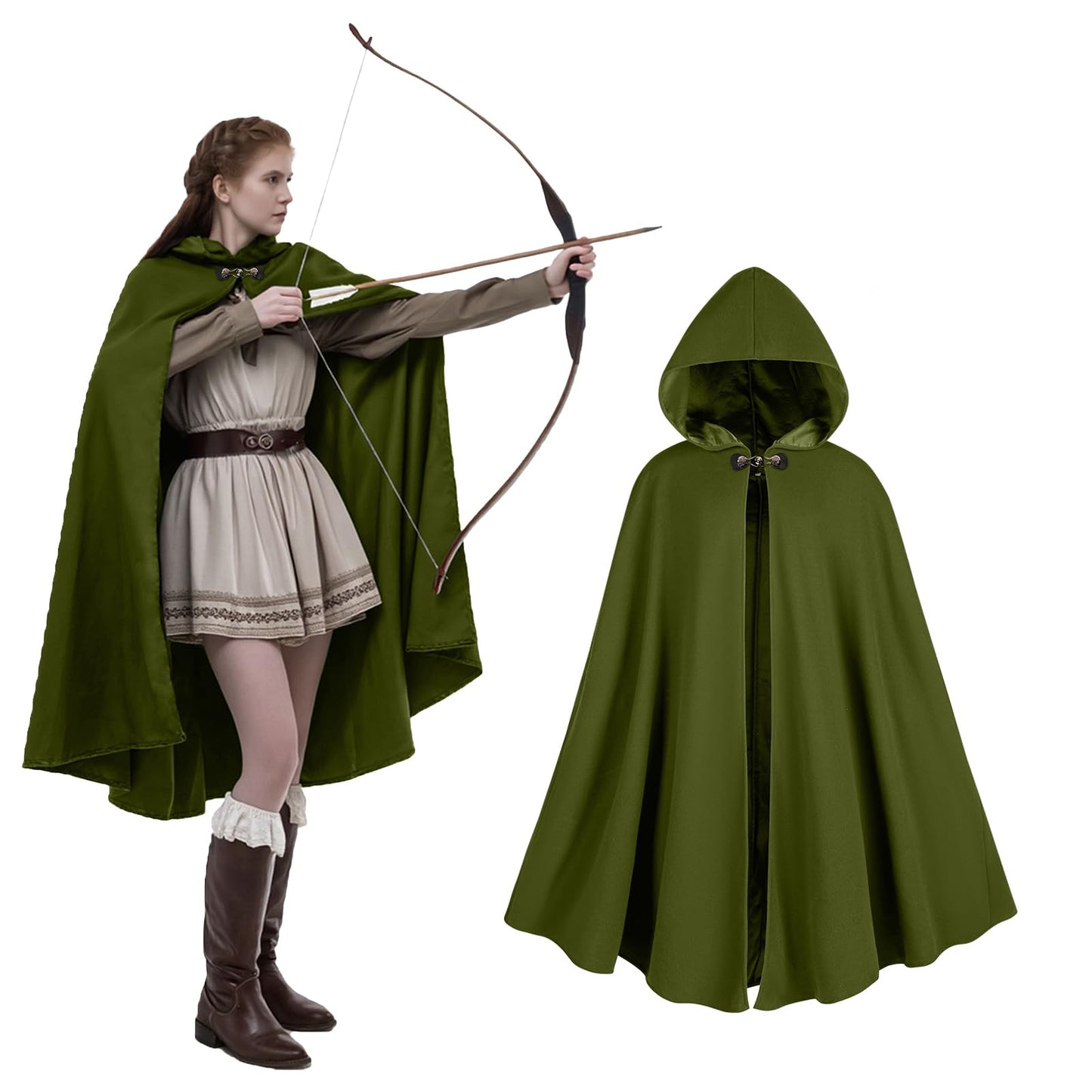 Medieval Coat with Hood Velvet Carnival Party Halloween Cape