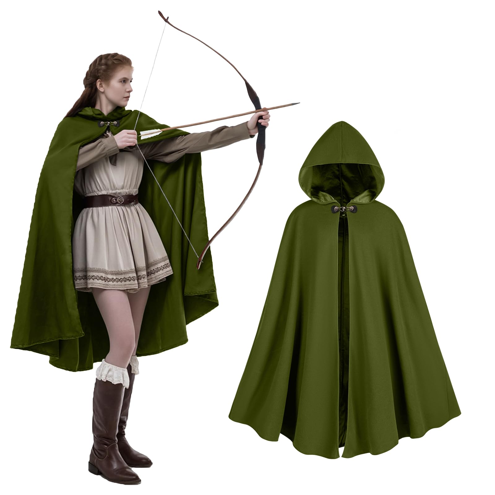 Medieval Coat with Hood Velvet Carnival Party Halloween Cape