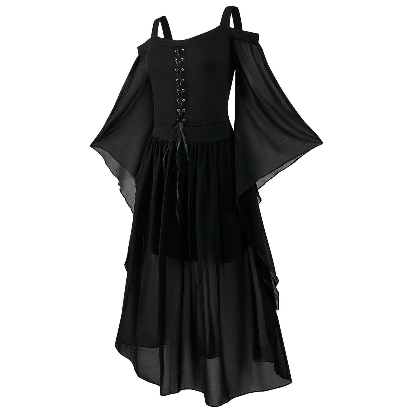 Women's Medieval Dress with Trumpet Sleeves Renaissance Medieval (image 2)