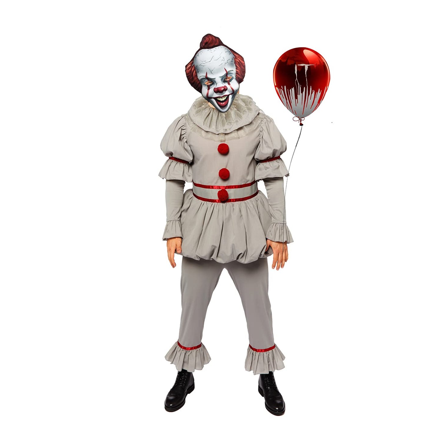 Mens Pennywise The Clown Adults Fancy Dress IT Costume Circus Halloween Horror (Chest: 42")