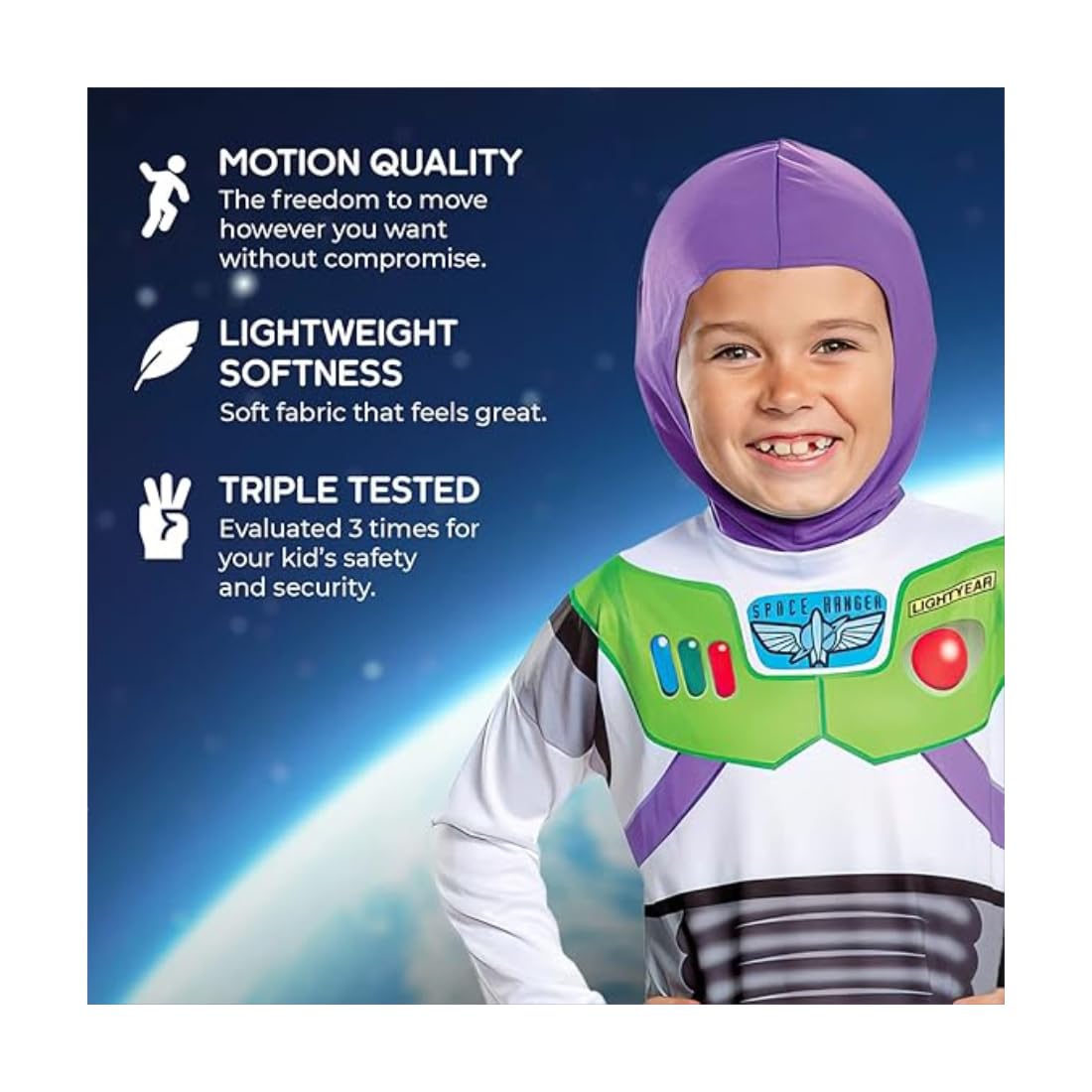 Disguise Toy Story Buzz Lightyear Costume for Kids, Official Disney Licensed Product, Printed Details, Soft Comfortable Material, with Fabric Hood, For 4-6 Years