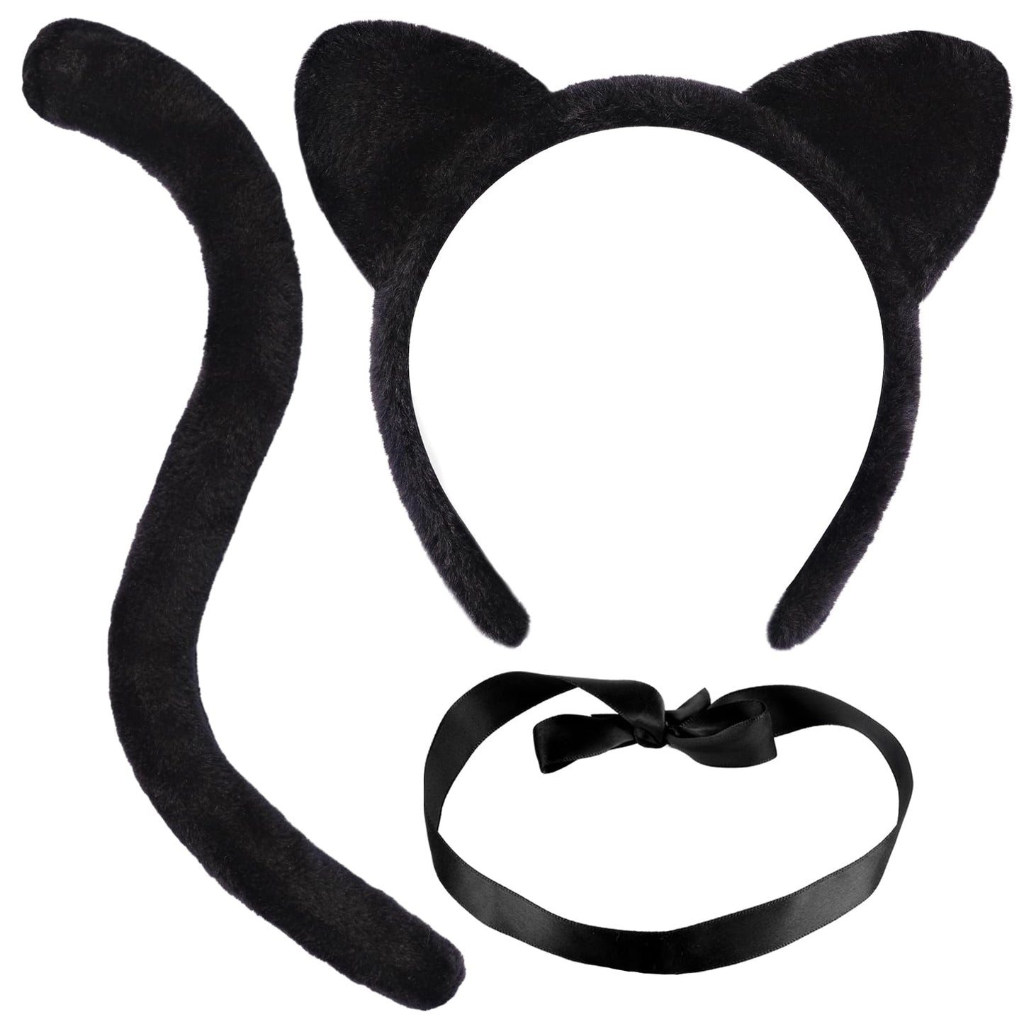 Cat Ears and Tail Set with Bells - Black Cat Costume with Cat Ears