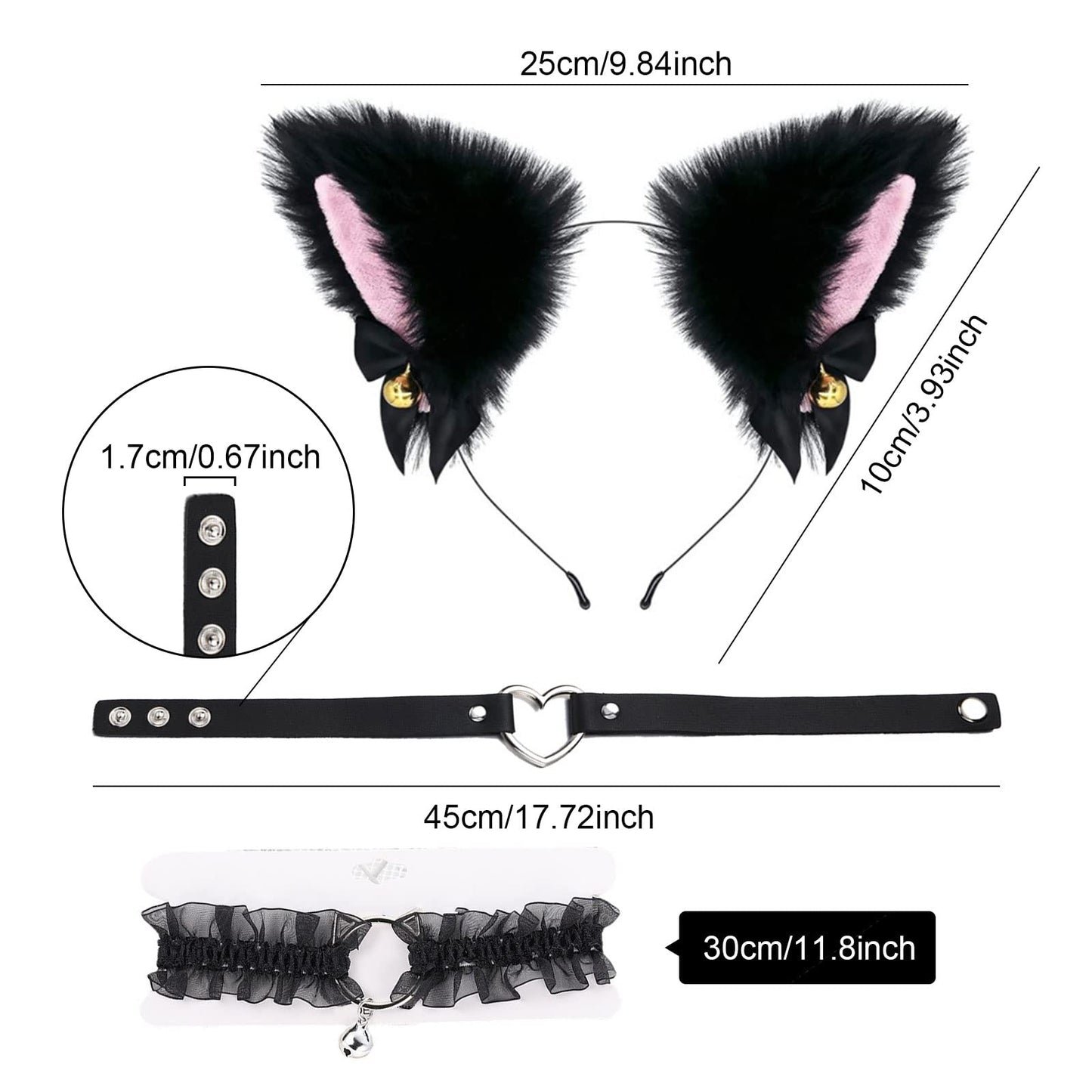 Animal Costume Cat Cosplay Costume Set Cat Ears Headband with Bells (image 2)