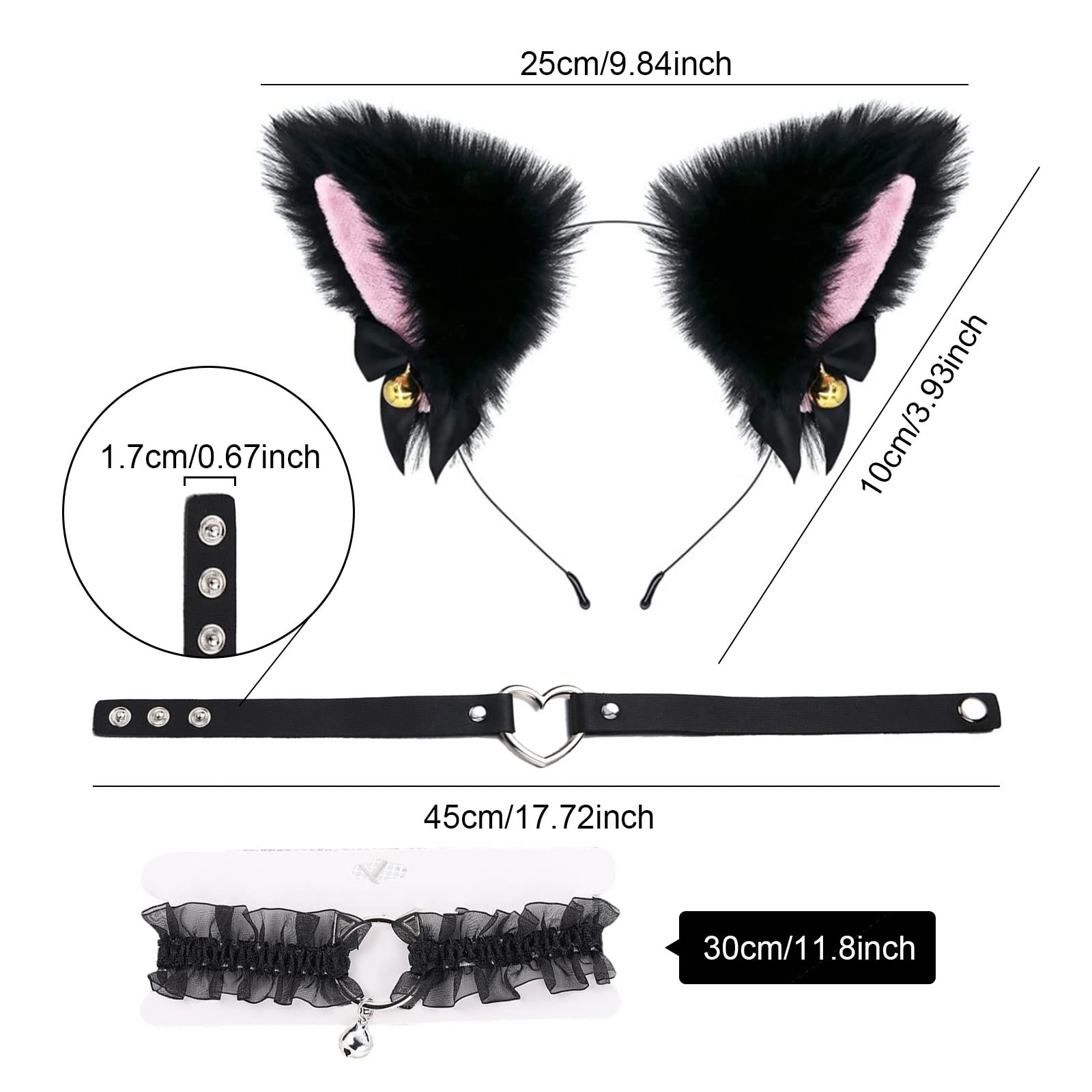 Animal Costume Cat Cosplay Costume Set Cat Ears Headband with Bells (image 2)