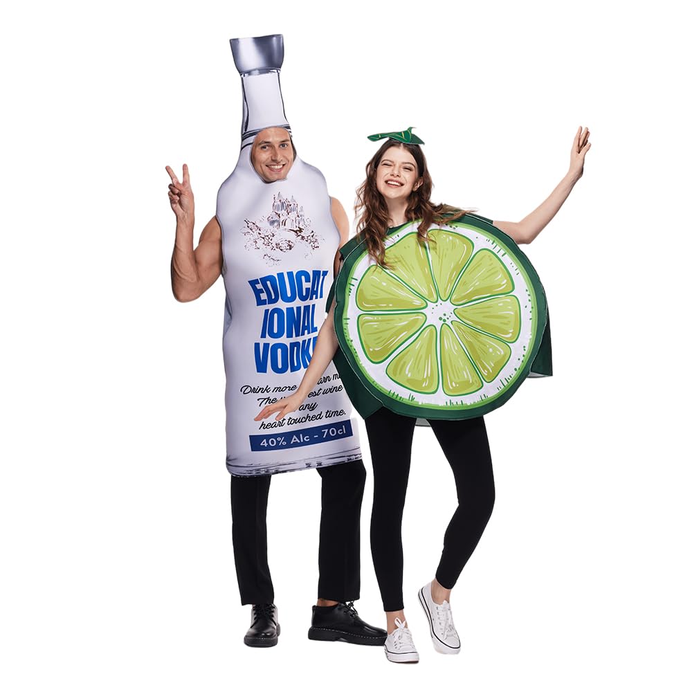 EraSpooky Vodka Bottle and Lime Couple's Tunic Costume Funny Halloween Adult Food Party Outfits Unisex