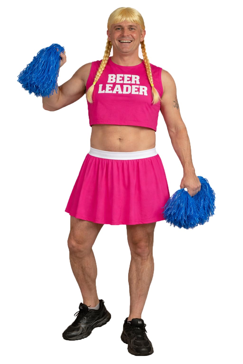 The Dragons Den Mens Funny Cheerleader Beer Leader Stag Party Stag Night Fancy Dress Costume [Pink L-XL]