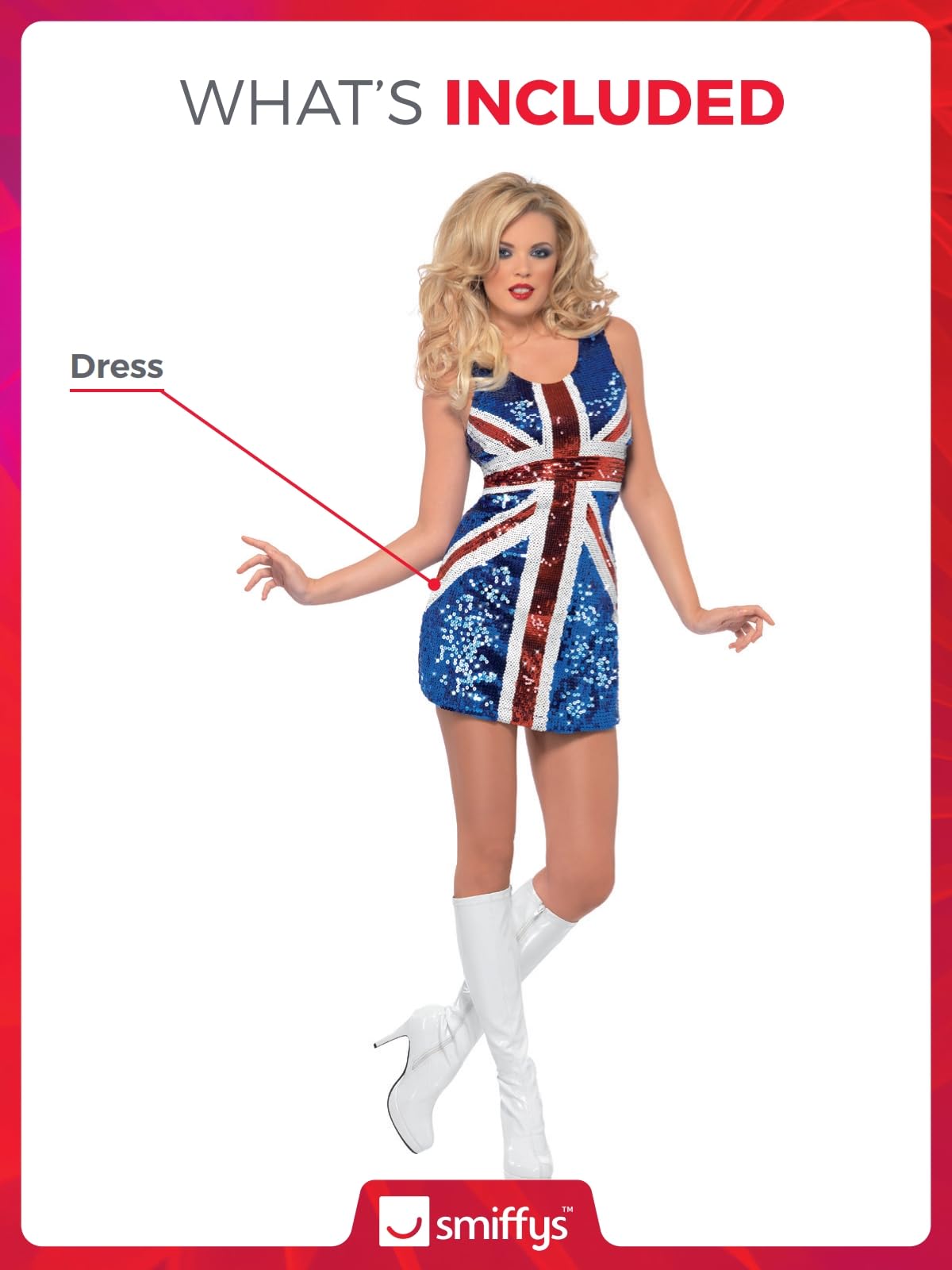 Smiffy's Fever All That Glitters Rule Britannia Costume (Medium) - Women: 12-14