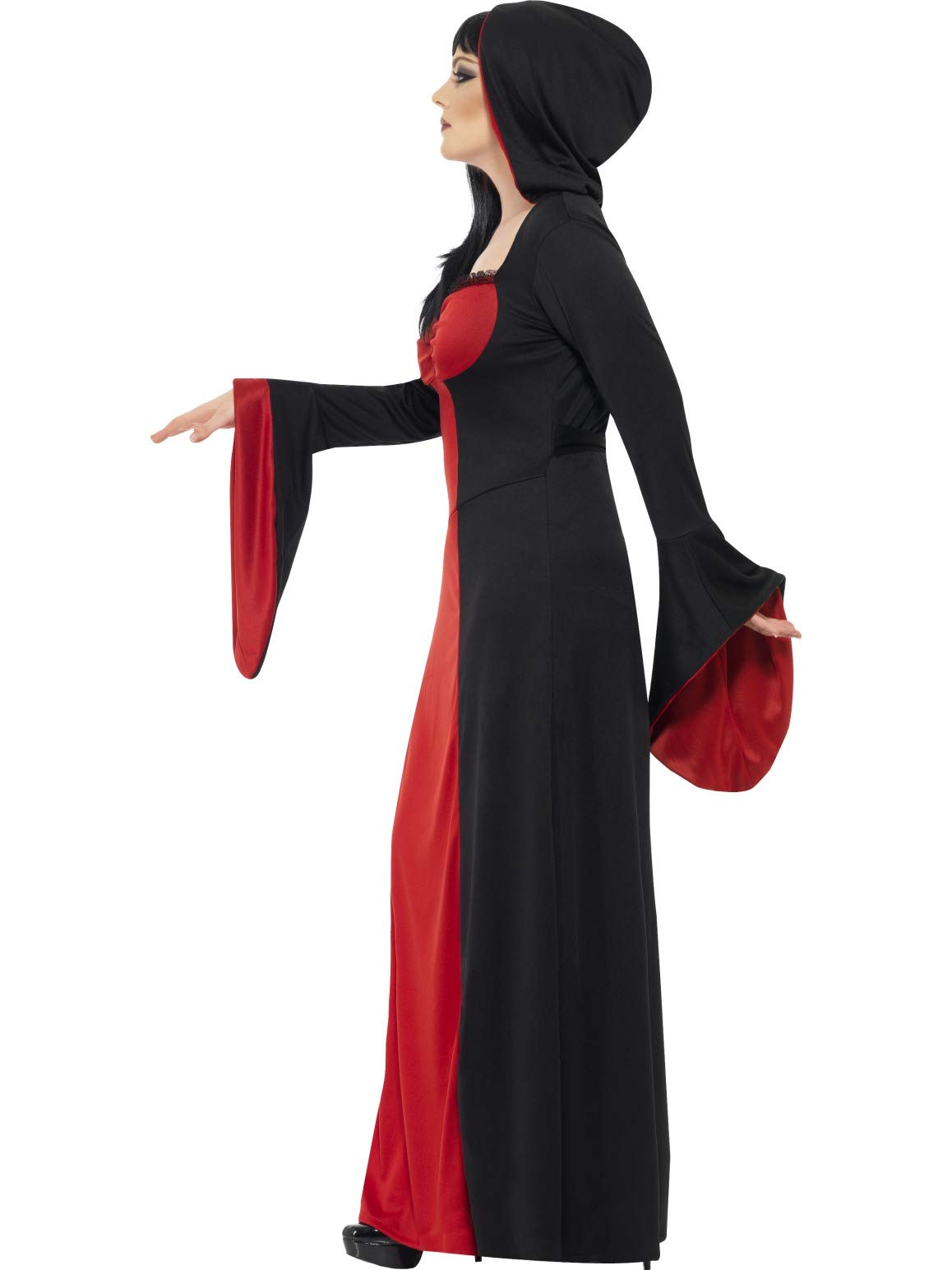 Smiffys Dark Temptress Costume, Red with Dress & Hood, Halloween Adult Fancy Dress, Vampire Dress Up Costumes