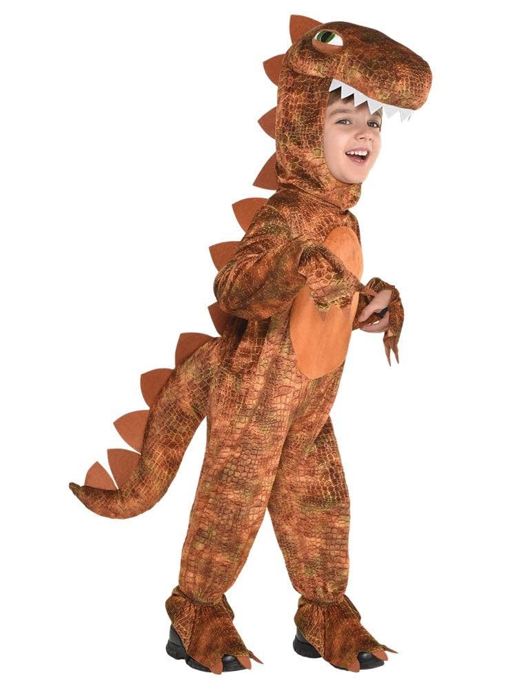 amscan 9908461 Child Brown T-rex Dinosaur Hooded Jumpsuit Fancy Dress Costume Age 6-8 Years