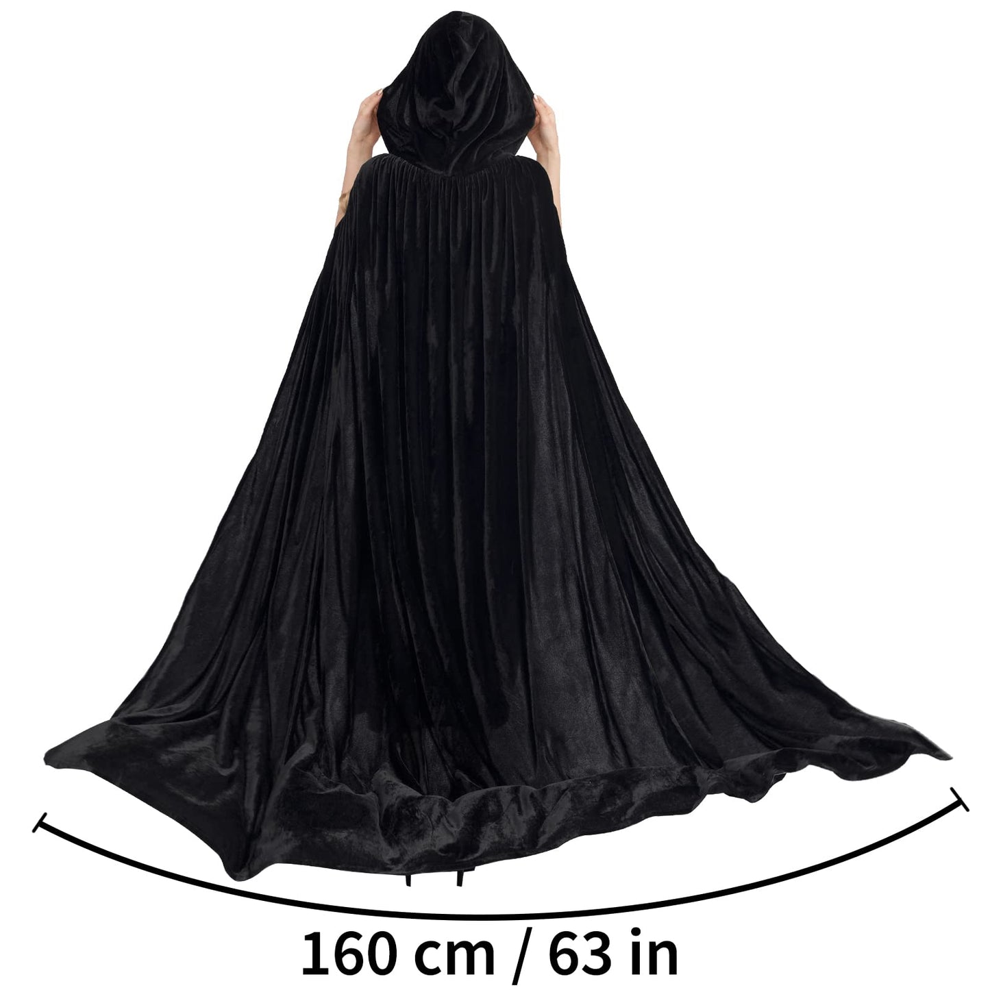 Unisex Hooded Halloween Cloak Long Cape Robe Velvet Fancy Dress