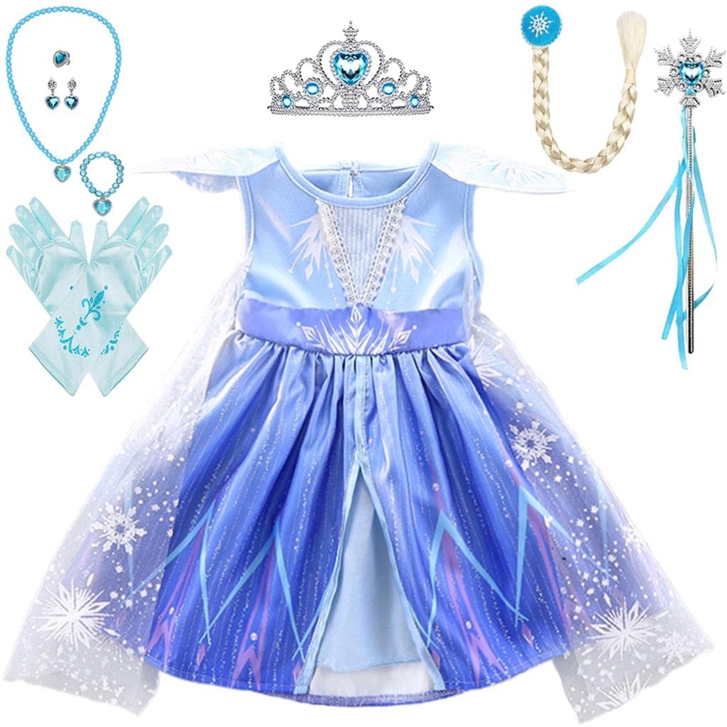 Lito Angels Girls Snow Queen Princess Costume, Blue, Age 2-3 Years