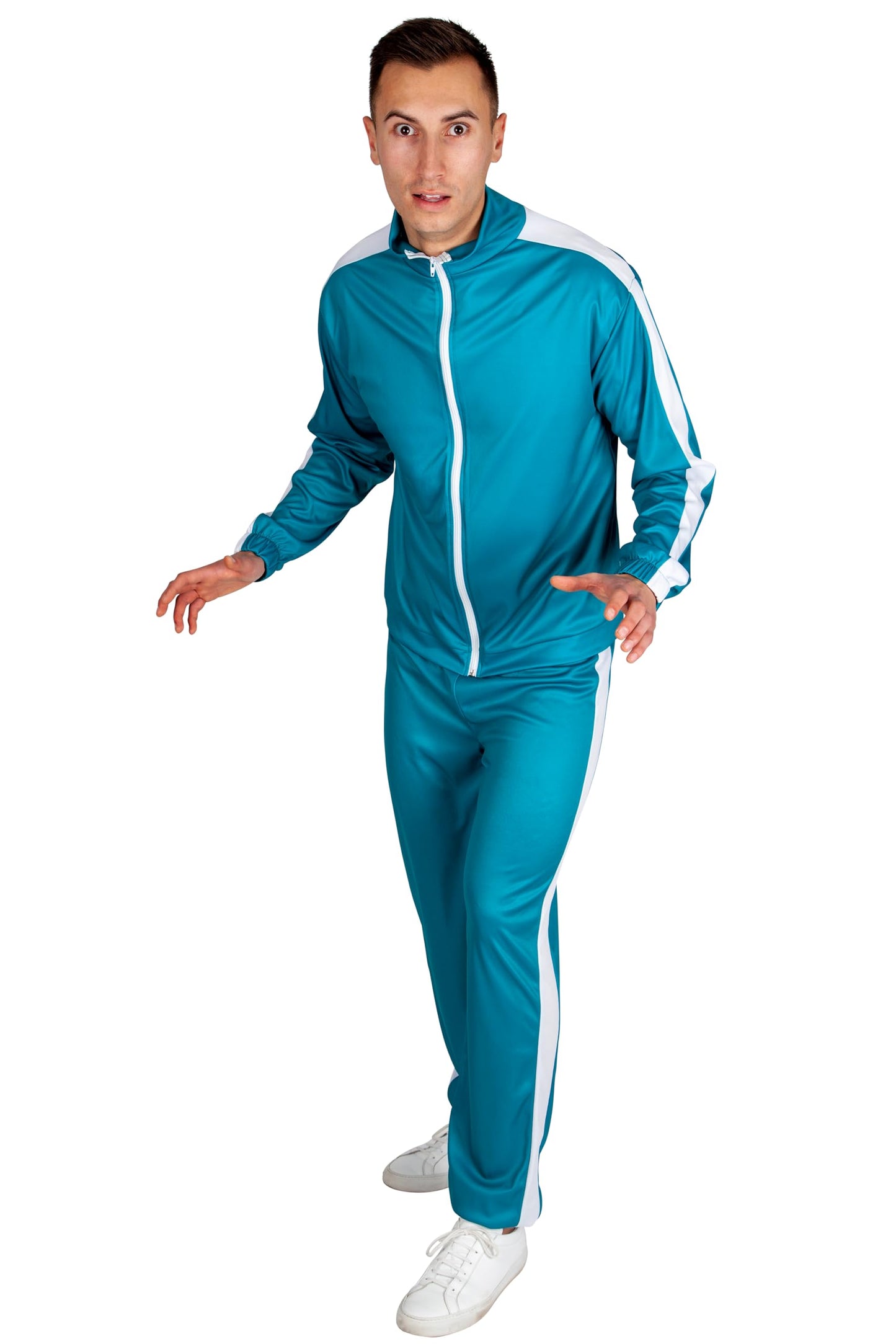 Wicked Costumes Adult Unisex Teal Tracksuit Fancy Dress Costume – Screen-Inspired Survival Game Outfit for Parties & Events - Small