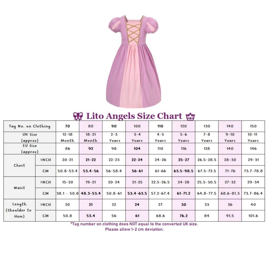 Lito Angels Girls Princess Costume, Purple, Age 4-5 Years