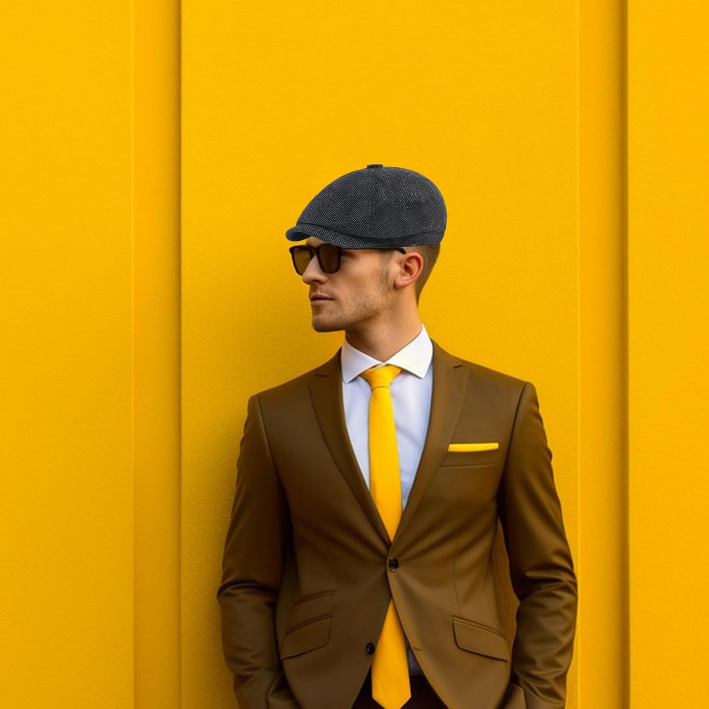 Newsboy Cap for Men - Peaky Blinders Hat - Adjustable Cabbie Tweed