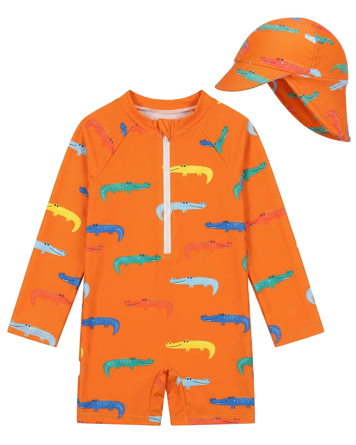 WYTbaby Baby Swimsuit One Piece Long Sleeve Toddler Swimming Costume Sun Protection for Baby Boys Girls Swimwear 12-18 Months
