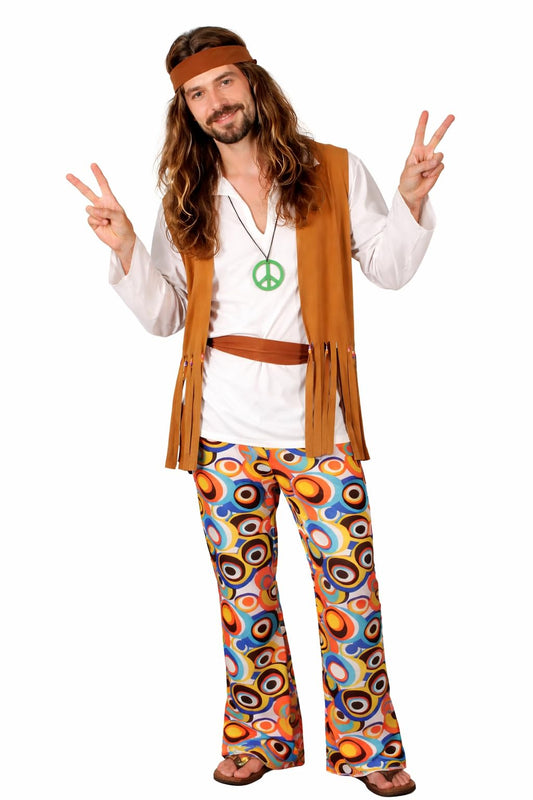 Mens 60s 70s Hippie Fancy Dress Costume - Woodstock Festival Retro