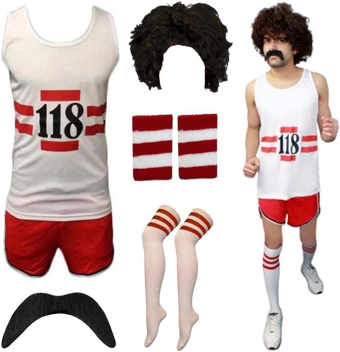 Adults 118 Marathon Retro Costume Set Sleeveless Vest Shorts (image 2)