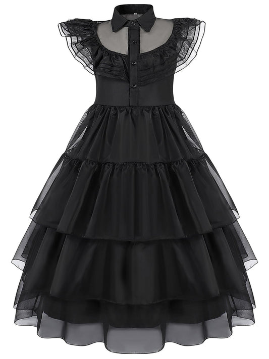 Berich Princess Black Costume Kids Gothic School Dress Party Role Play Clothing Family Thing Black Fancy Dress World Book Day Outfit for Girls Halloween Costume 7-8 Years,140