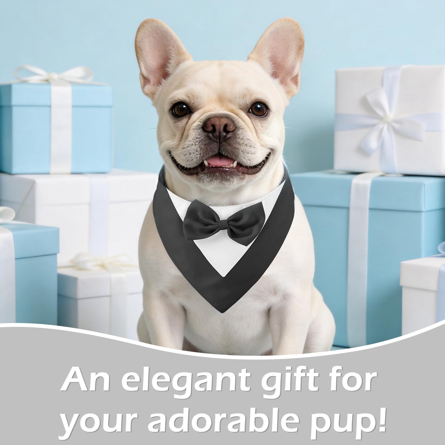 Dog Tuxedo Bandana with Bow Tie - Adjustable Formal Pet Outfit